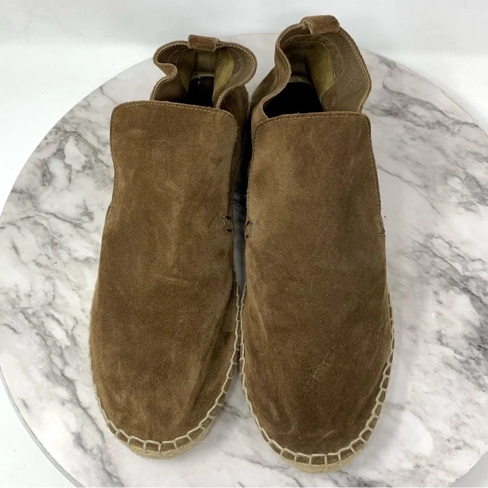 Vince Ronan Soft Unstructured Brown Suede Espadrille Loafer Boots 10 Minimalist
